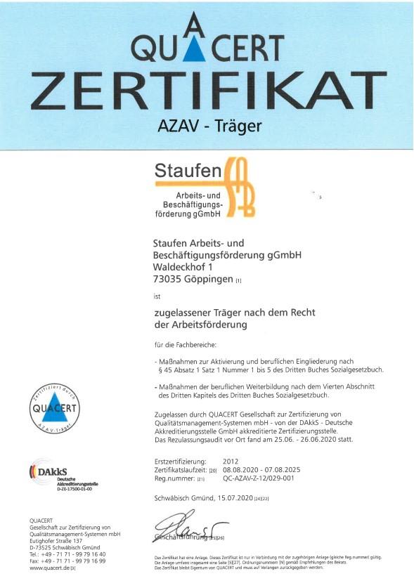 Quacert AZAV-Zertifikat